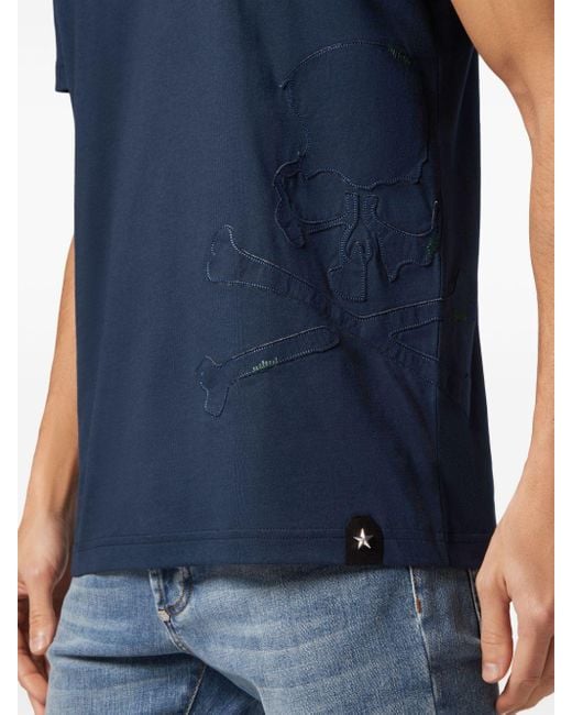 Philipp Plein T-shirt Met Doodskopprint in het Blue voor heren