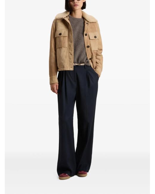 Woolrich Natural Suede Shearling-Collar Jacket