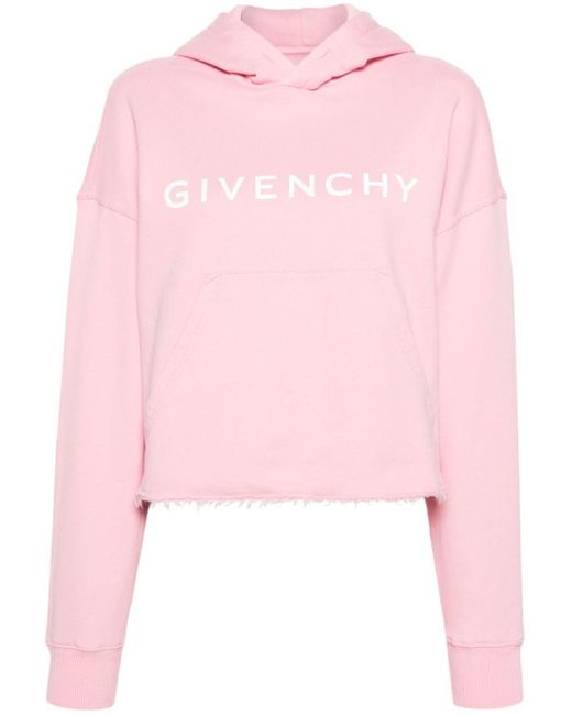 Givenchy Pink Cropped Hoodie Sweatshirt