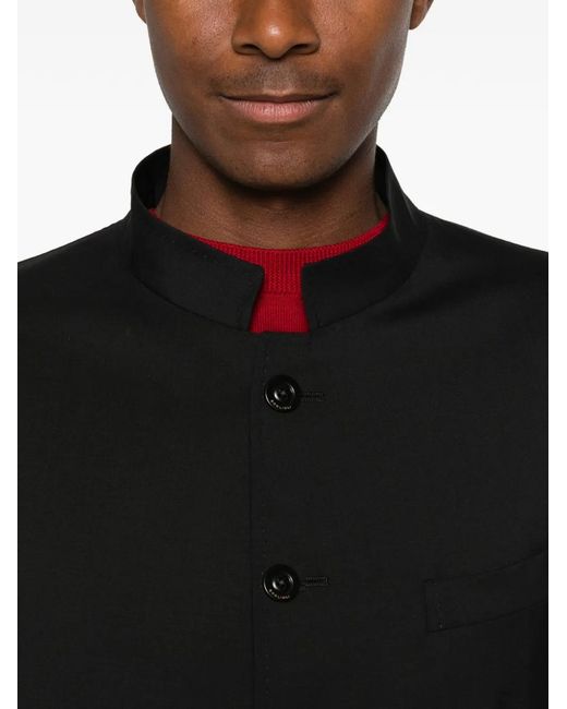 Boglioli Black Stand-Collar Button-Up Blazer for men