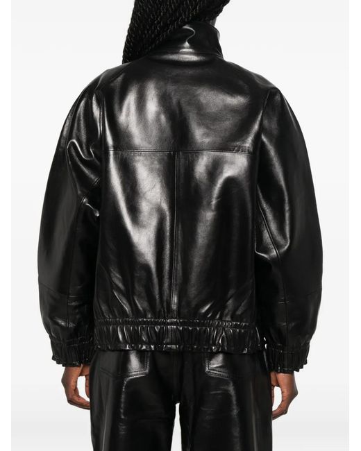 Sandro Black Oversized Leather Jacket