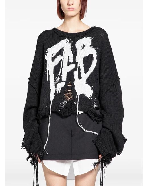 Ssheena Black Krafen Distressed Sweater