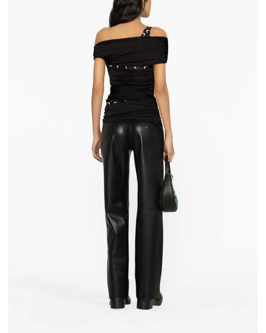 MARINE SERRE Black Body Shelter Off-The-Shoulder Top