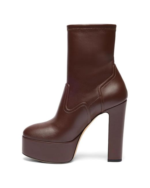 Casadei Brown Patty Platform Ankle Boots