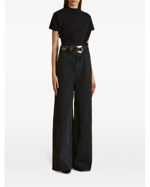 Khaite Black Buckle Leather Belt