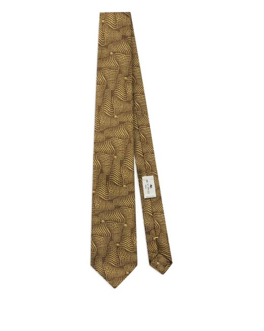 Etro White Wave-Pattern Silk Tie for men