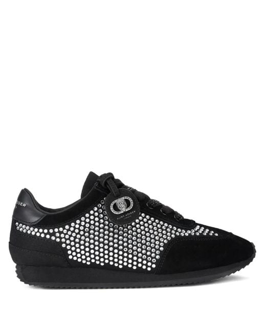 Kurt Geiger Black Crystal-Embellished Suede Sneakers