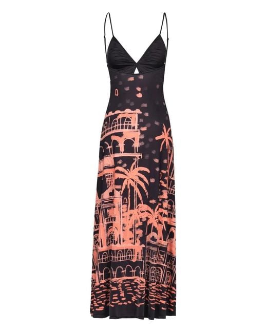 Johanna Ortiz Nuestra Tierra Maxi-Jurk Met Print En Uitgesneden Details in het Red