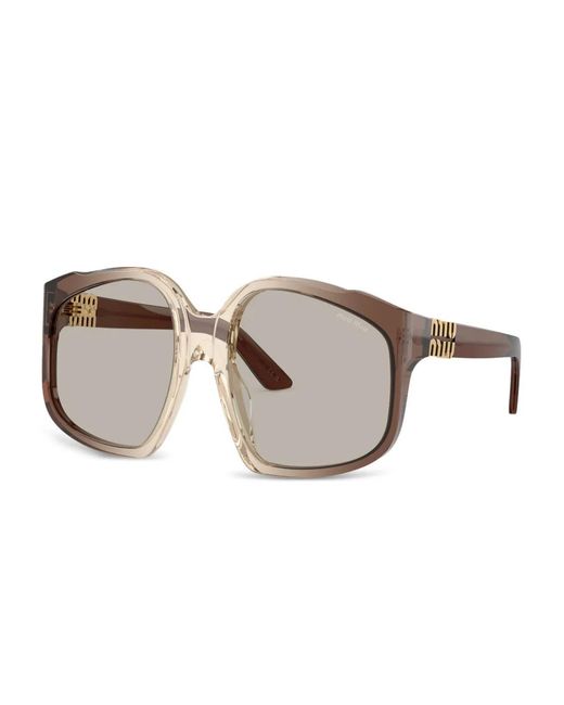 Miu Miu Brown Geometric-Frame Sunglasses