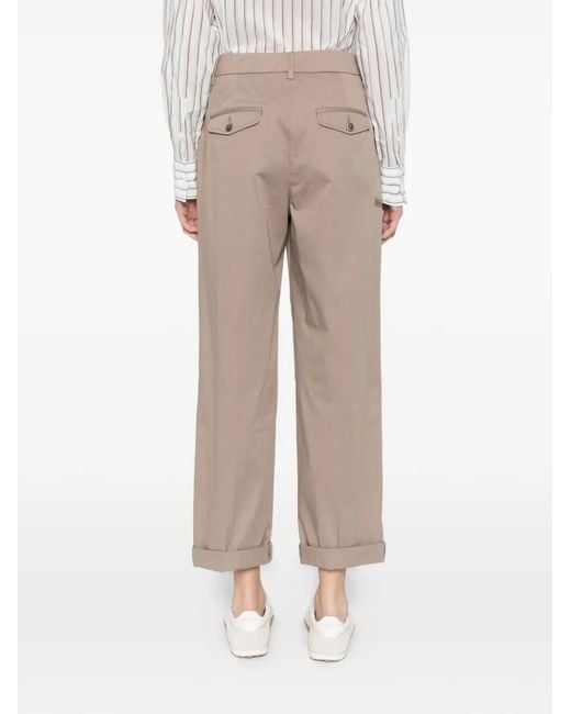 Peserico White Cuffed Pleated Trousers