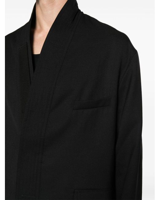 Mordecai Black Stripe-embellished Robe Coat for men