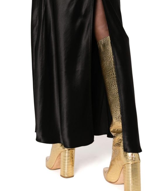 Forte Forte Black High-waisted Satin Midi Skirt