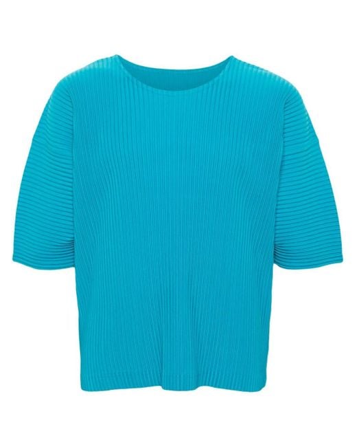 Homme Plissé Issey Miyake Blue Mc March Pleated T-shirt for men