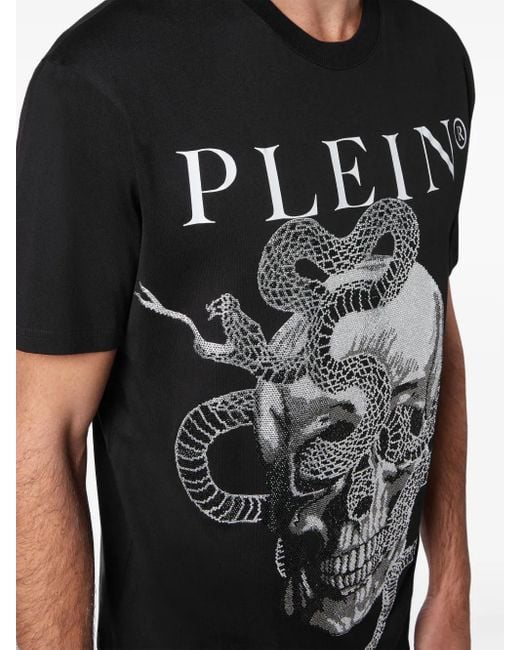 メンズ Philipp Plein Skull Snake Tシャツ Black