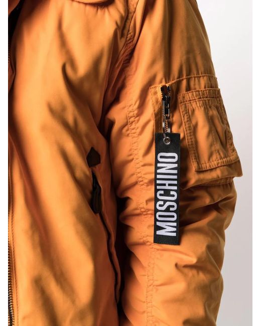 Moschino Orange Logo-keyring Bomber Jacket for men