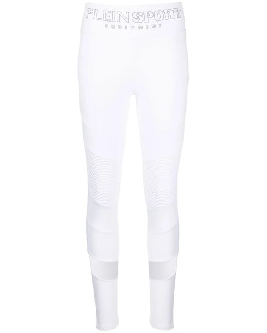 Philipp Plein White Statement Cotton-Blend Leggings