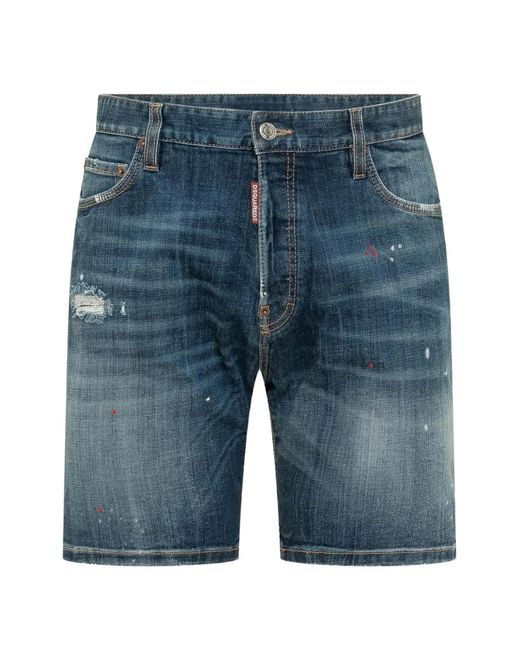 DSquared² Blue Distressed Denim Shorts for men