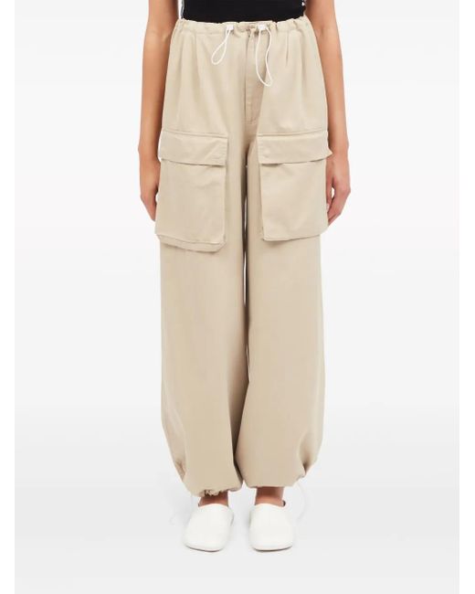 MM6 by Maison Martin Margiela Natural Cotton Gabardine Wide-Leg Trousers