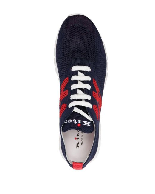 Sneakers a calzino con logo jacquard di Kiton in Blue da Uomo