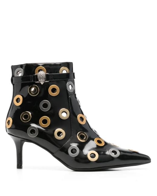 Kurt Geiger Black Eyelet Strap Boots