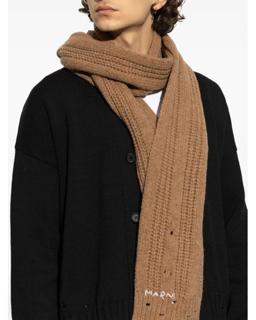 Marni Gerippter Strickschal in Brown für Herren