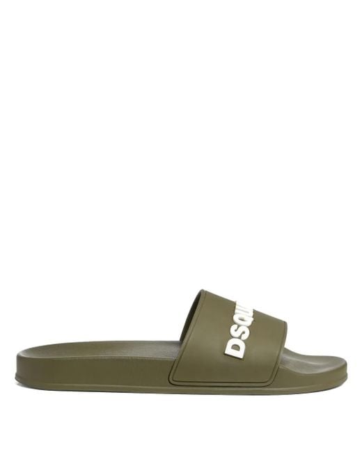 DSquared² Green Embossed-Logo Slides for men