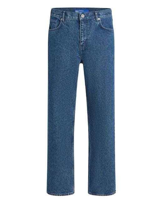 Karl Lagerfeld Blue Logo-Patch Jeans for men