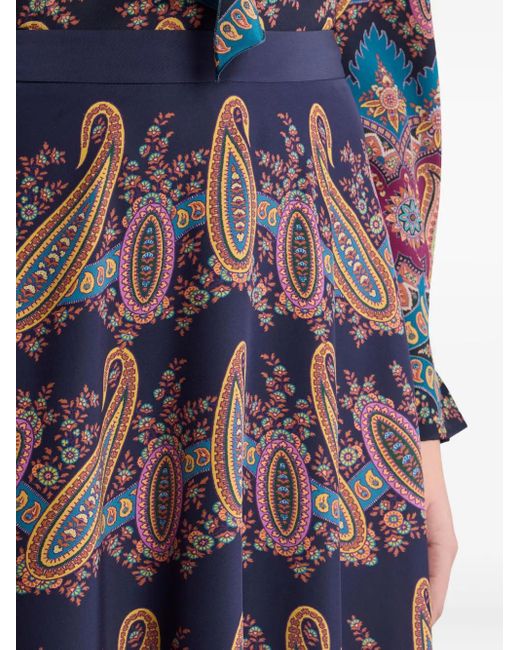 Etro Blue Paisley-Print Maxi Skirt
