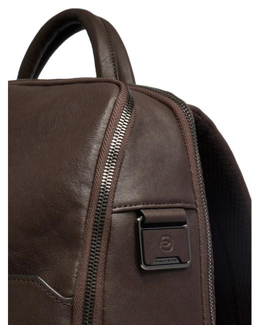 Piquadro Red Leather Laptop 14" Backpack