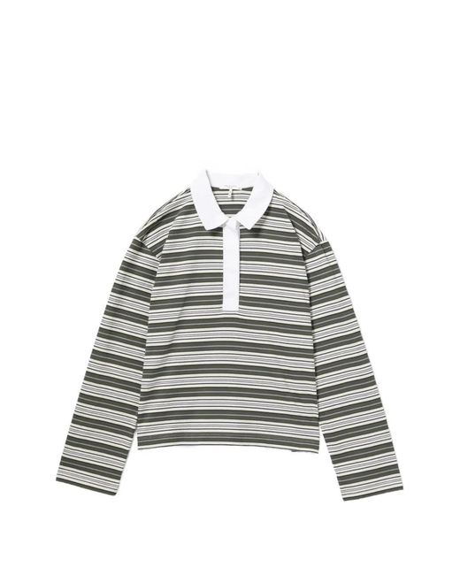Rag & Bone Gray Striped Long-Sleeve Polo Shirt