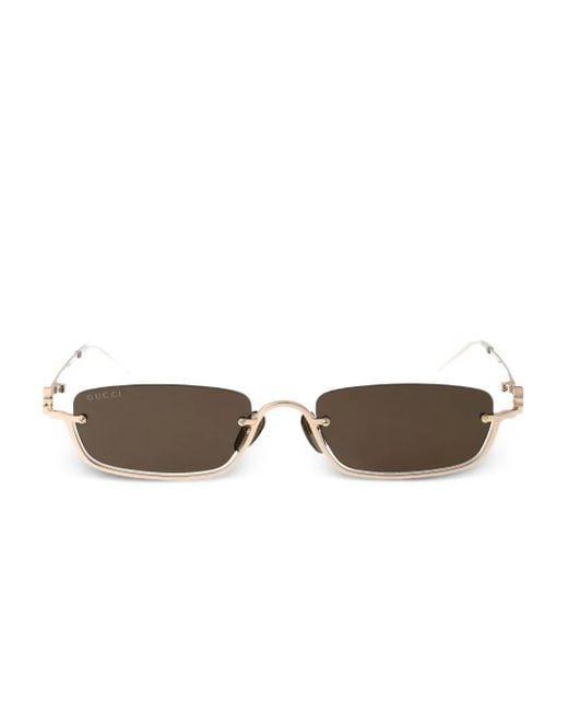 Gucci Metallic Rectangular-Frame Sunglasses