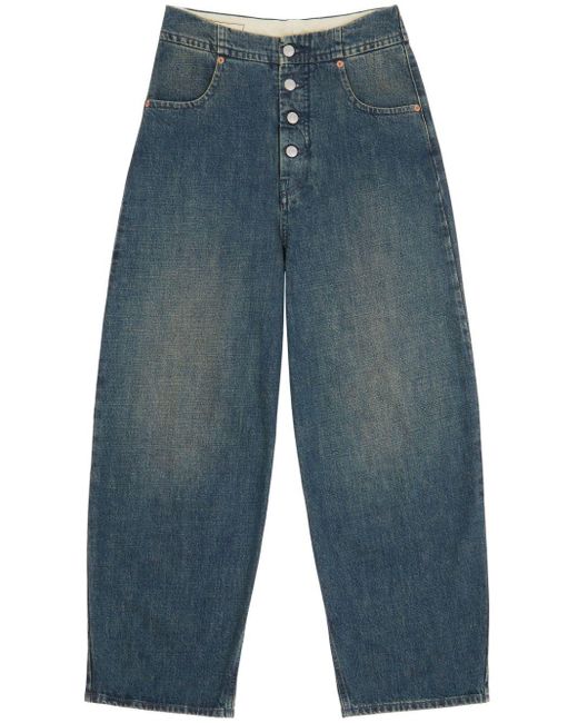 MM6 by Maison Martin Margiela Blue Straight-leg Cotton Jeans