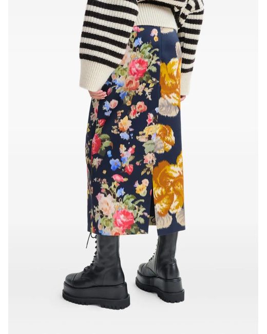 Essentiel Antwerp Blue Jonsea Floral-Print Skirt