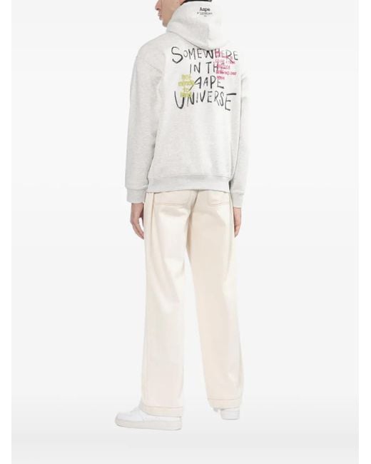 Aape By A Bathing Ape White Moonface Hoodie for men