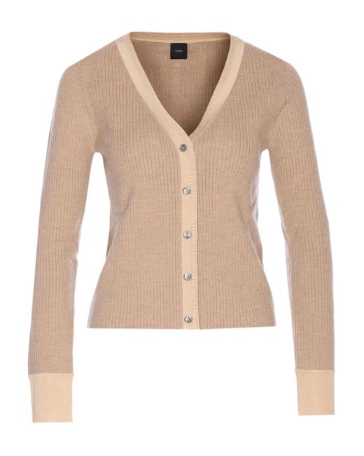 Pinko Geribbeld Vest Met V-Hals in het Natural