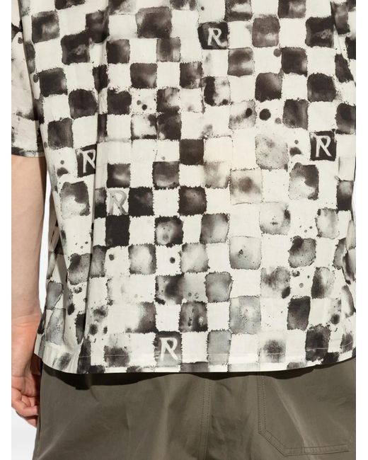 Represent White Checkerboard-Print Short-Sleeve Shirt for men
