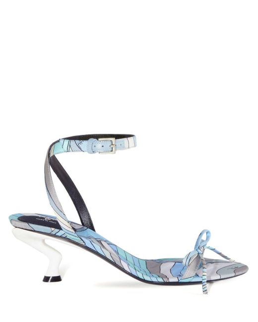 Emilio Pucci White Iride-Print Sandals