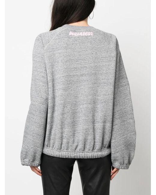 DSquared² Gray Slogan-Print Long-Sleeve Sweatshirt
