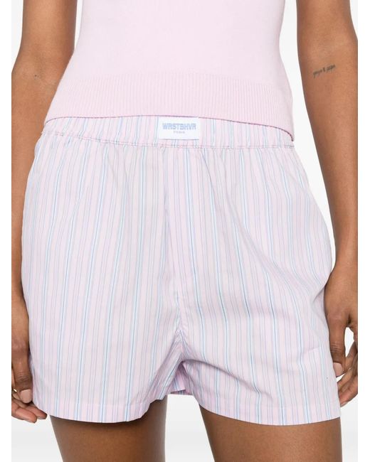 WRSTBHVR White Short À Patch Logo Et Rayures Verticales