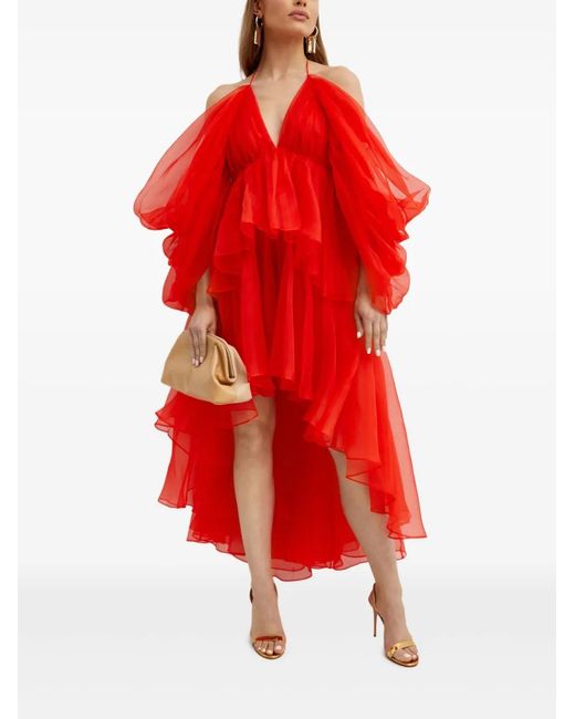 Zimmermann Red Ruffled Midi Dress