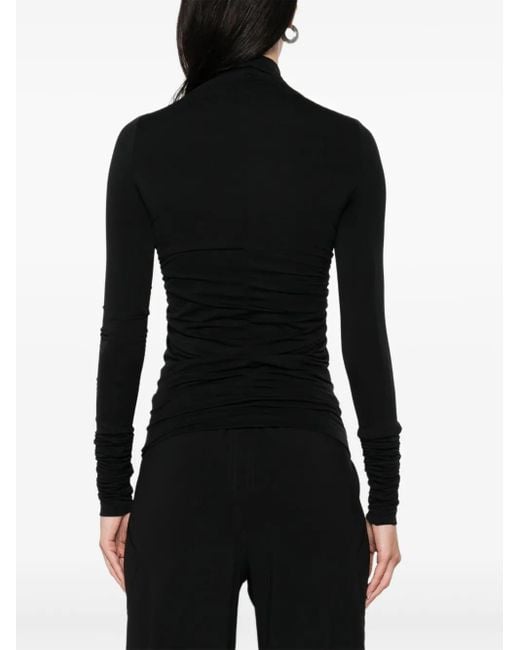 Rick Owens Gedrapeerde Top Met Uitgesneden Details in het Black