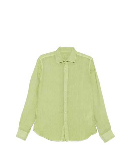 120% Lino Green Long-Sleeve Shirt for men