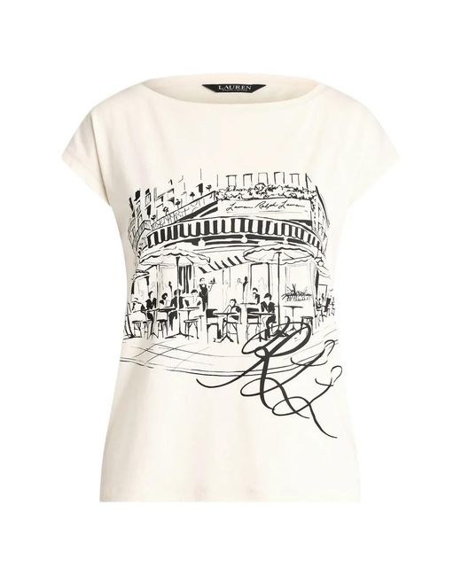 Ralph Lauren White Lauren Petite Graphic T-Shirt