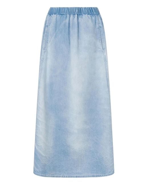 Moschino Blue Elasticated-Waist Maxi Denim Skirt