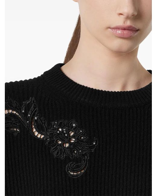 Versace Black Embroidered-Detail Sweater
