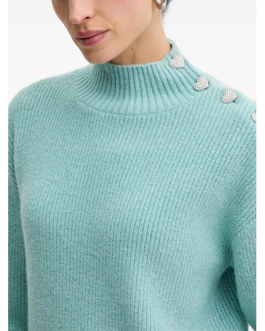 Morgan Blue Heart Button Sweater