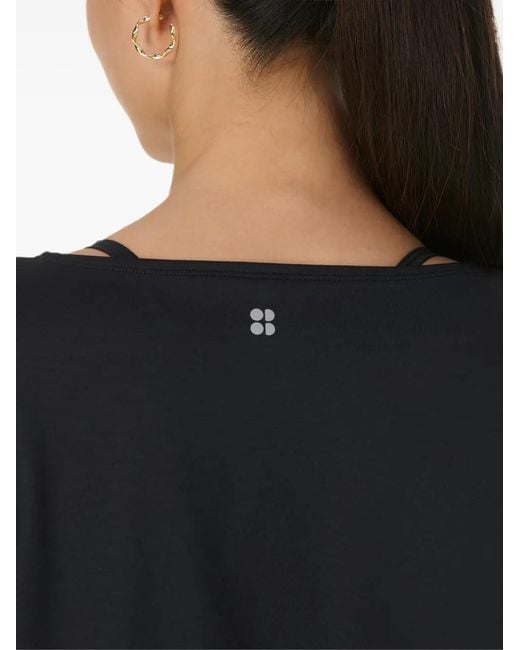 Sweaty Betty Black Unwind Cooling Ruched-Detail T-Shirt