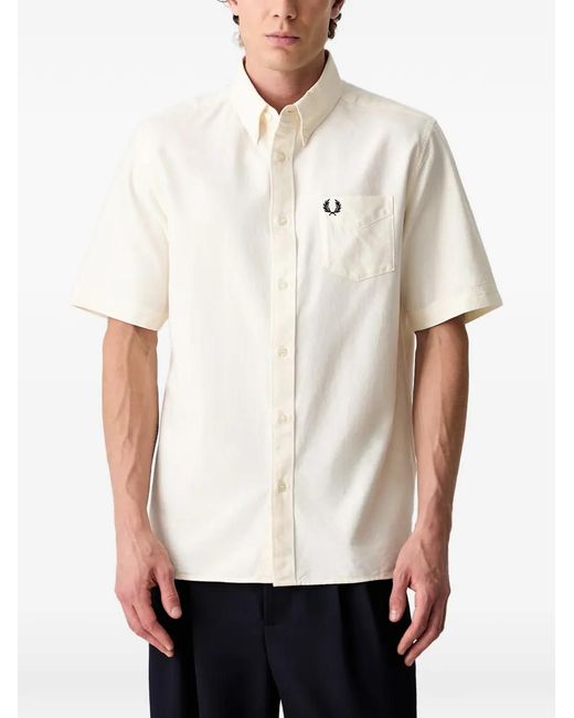 Fred Perry White Oxford Short-Sleeve Shirt for men