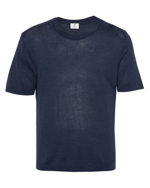 Luigi Borrelli Napoli Blue Fine-ribbed Cotton T-shirt for men