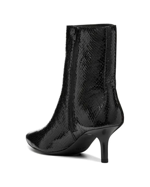 Geox Black Pointed-Toe Ankle Boots